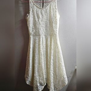 Lovely Lace Lined Ivory Dress Size M